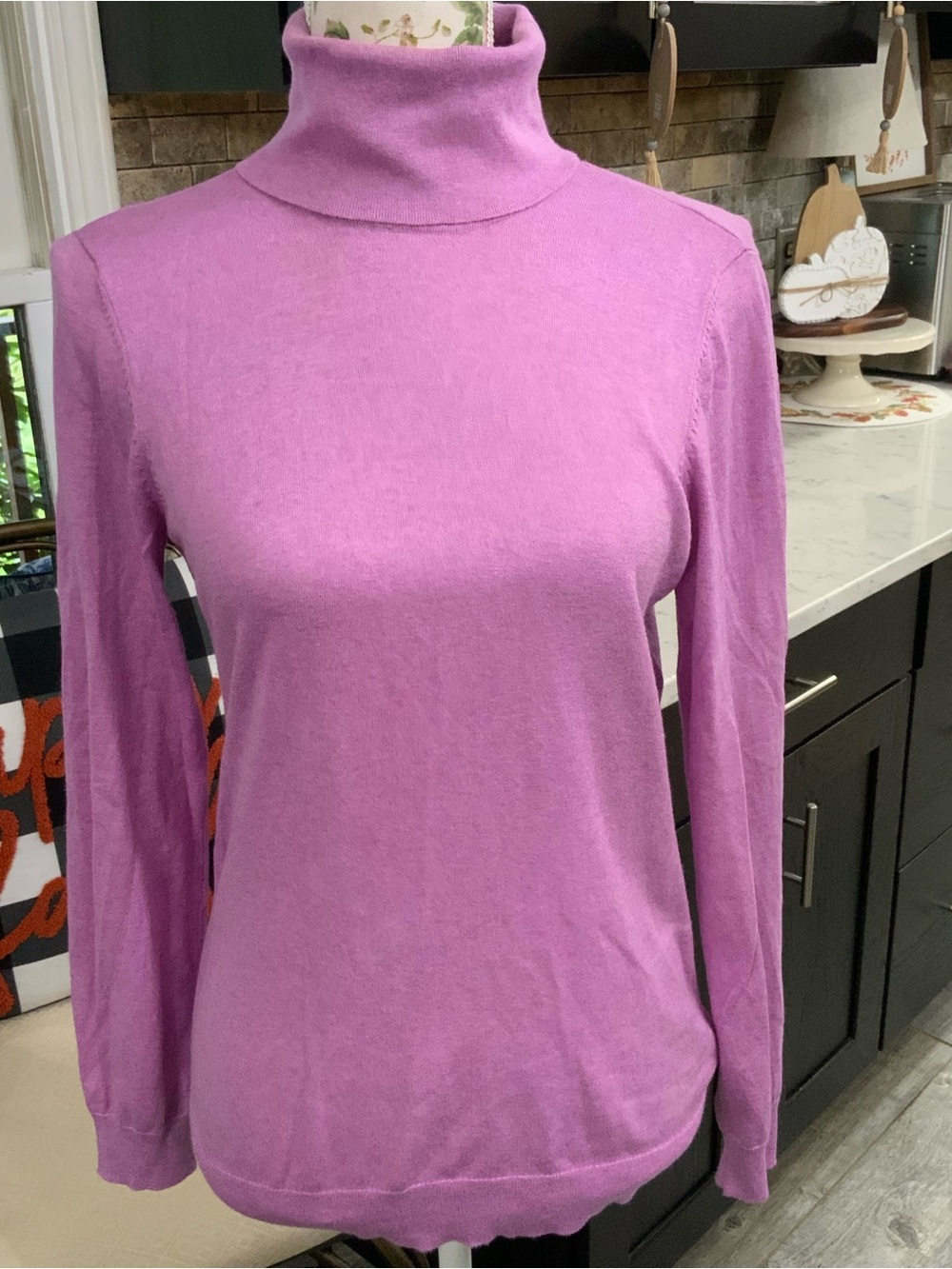 Lauren Ralph Lauren Sweater Womens Size M Silk Blend Turtleneck Sweater Lavender